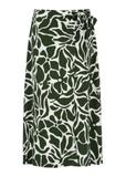 Długa zielono-biała spódnica z zakładką SPCDT-0085-55(W24)