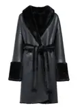 Leather black double-sided women's sheepskin coat KOZDS-0081-5487(Z24)