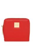 Mały czerwony portfel damski z logo POREC-0366-4A(W26)