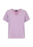 Fioletowy T-shirt damski z cekinami TSHDT-0113-72(W23)