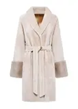 Beige leather double-sided women's sheepskin coat KOZDS-0081-5488(Z24)