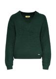 Women's green V-neck sweater SWEDT-0162-54(Z24)