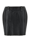 Czarna skórzana plisowana spódnica mini SPCDS-0070-1040(W24)
