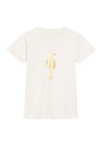Kremowy t-shirt damski TSHDT-0149-12(Z25)