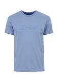 Niebieski T-shirt męski z logo TSHMT-0090-61(W23)