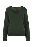 Zielony sweter z dekoltem V-neck SWEDT-0201-55(W24)