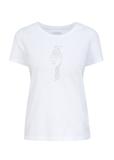Biały T-shirt damski z cekinowym logo TSHDT-0108-11(W23)