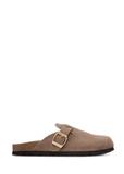 Zamszowe klapki damskie w kolorze camelowym BUTYD-1267-1D(W26)