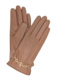 Skórzane brązowe rękawiczki damskie REKDS-0080-81(Z23)