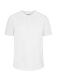 Kremowy T-shirt typu henley męski TSHMT-0104-12(W24)