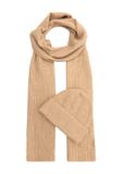 Beżowy zestaw czapka i szalik z wiskozy ZESTD-0012-81(Z25)