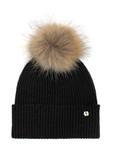 Czarna wełniana czapka damska z pomponem CZADT-0052A-99(Z25)