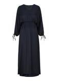 Długa  sukienka z bufiastymi rękawami SUKDT-0200-68(W24)