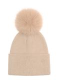 Beżowa czapka damska z pomponem CZADT-0161-82(Z23)