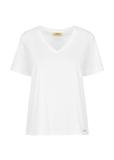 Kremowy T-shirt damski basic TSHDT-0120-12(W24)