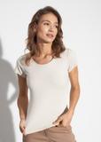 Beżowy T-shirt damski basic TSHDT-0111-81(W23)