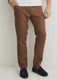 Brązowe lniane spodnie męskie SPOMT-0075-89(W23)