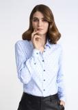 Błękitna koszula damska w drobną wilgę KOSDT-0089-62(W22)