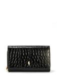 Czarny skórzany portfel damski croco PORES-0956-99(W25)
