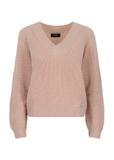 Jasnoróżowy sweter dekolt V damski SWEDT-0162-33(Z23)