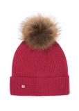 Fuchsia women's cap with pom-pom CZADT-0052-34(Z23)