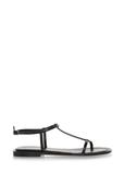 Czarne skórzane sandały płaskie damskie BUTYD-0999-99(W23)