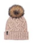 Beige women's cap with pompom CZADT-0044-81(Z24)