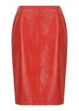 Czerwona spódnica ze skóry naturalnej SPCDS-0031-1320(W23)