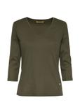 Khaki bluzka V dekolt damska LSLDT-0036-55(Z24)