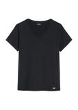 Czarny T-shirt damski w serek TSHDT-0118B-99(Z26)
