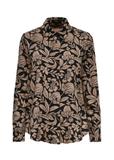 Black women's shirt with a floral motif KOSDT-0158-98(Z24)