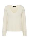 Kremowy sweter V-neck damski SWEDT-0204-81(W24)