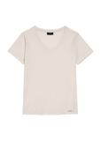Beżowy T-shirt damski w serek TSHDT-0118A-80(Z25)