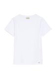 Kremowy T-shirt damski w serek TSHDT-0118B-0B(Z26)