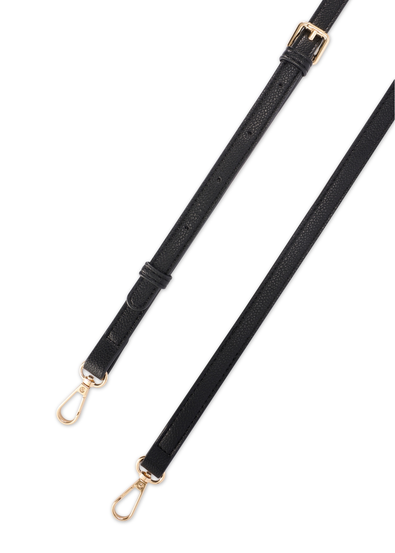 Mała czarna torebka damska TOREC-1173-99(W26), widok paska produktu na białym tle.