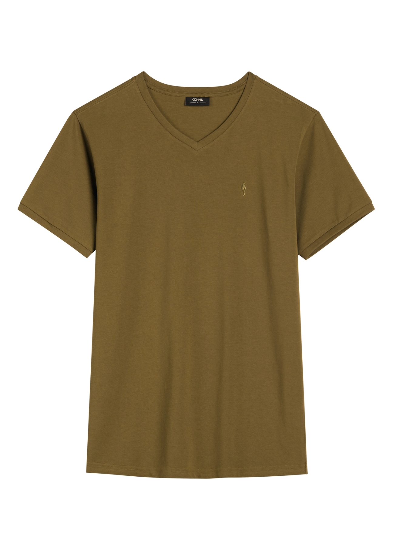 Bawełniany T-shirt męski w kolorze khaki TSHMT-0088-8D(W26)