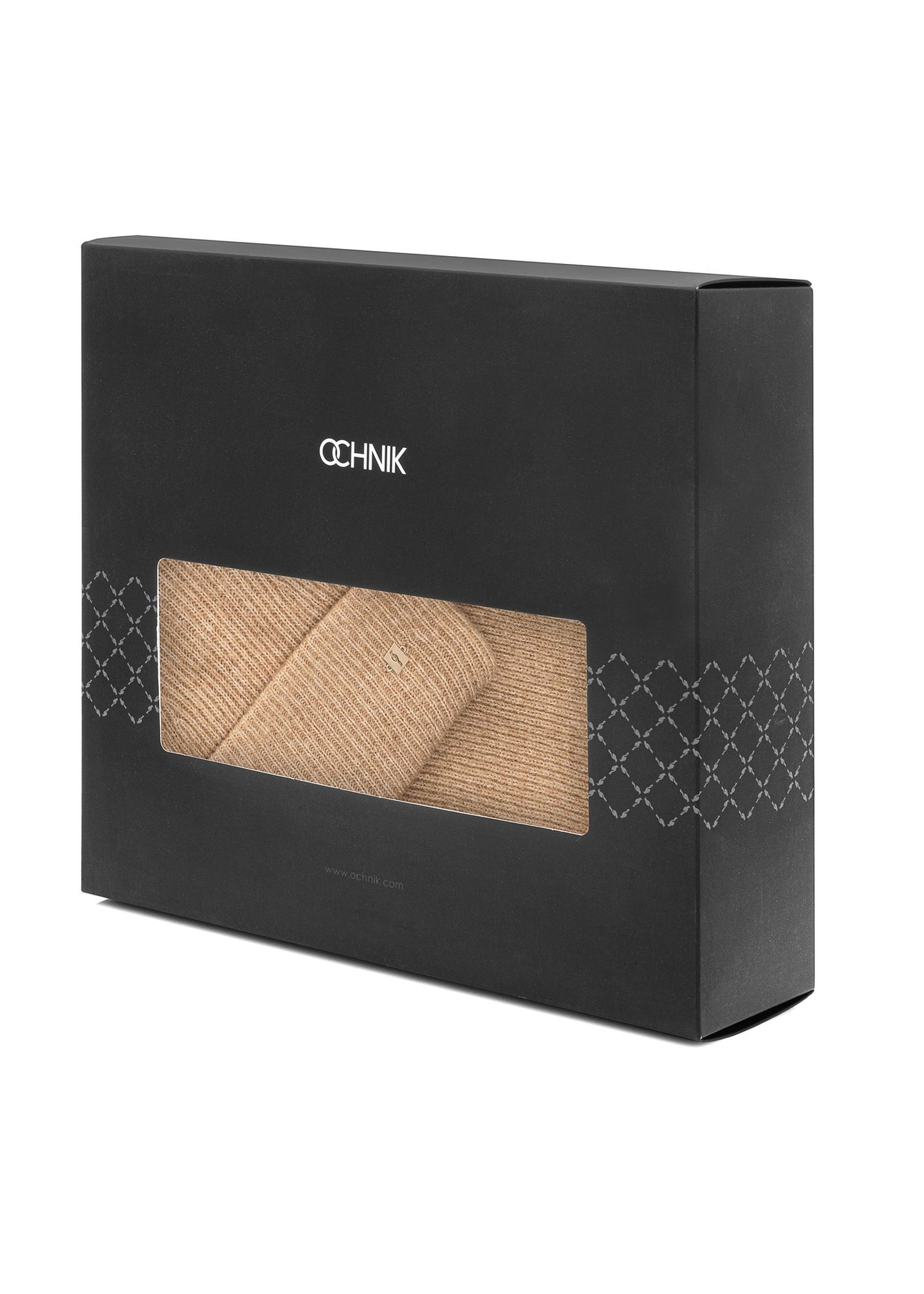 Beżowy zestaw czapka i szalik z wiskozy ZESTD-0012-81(Z25)