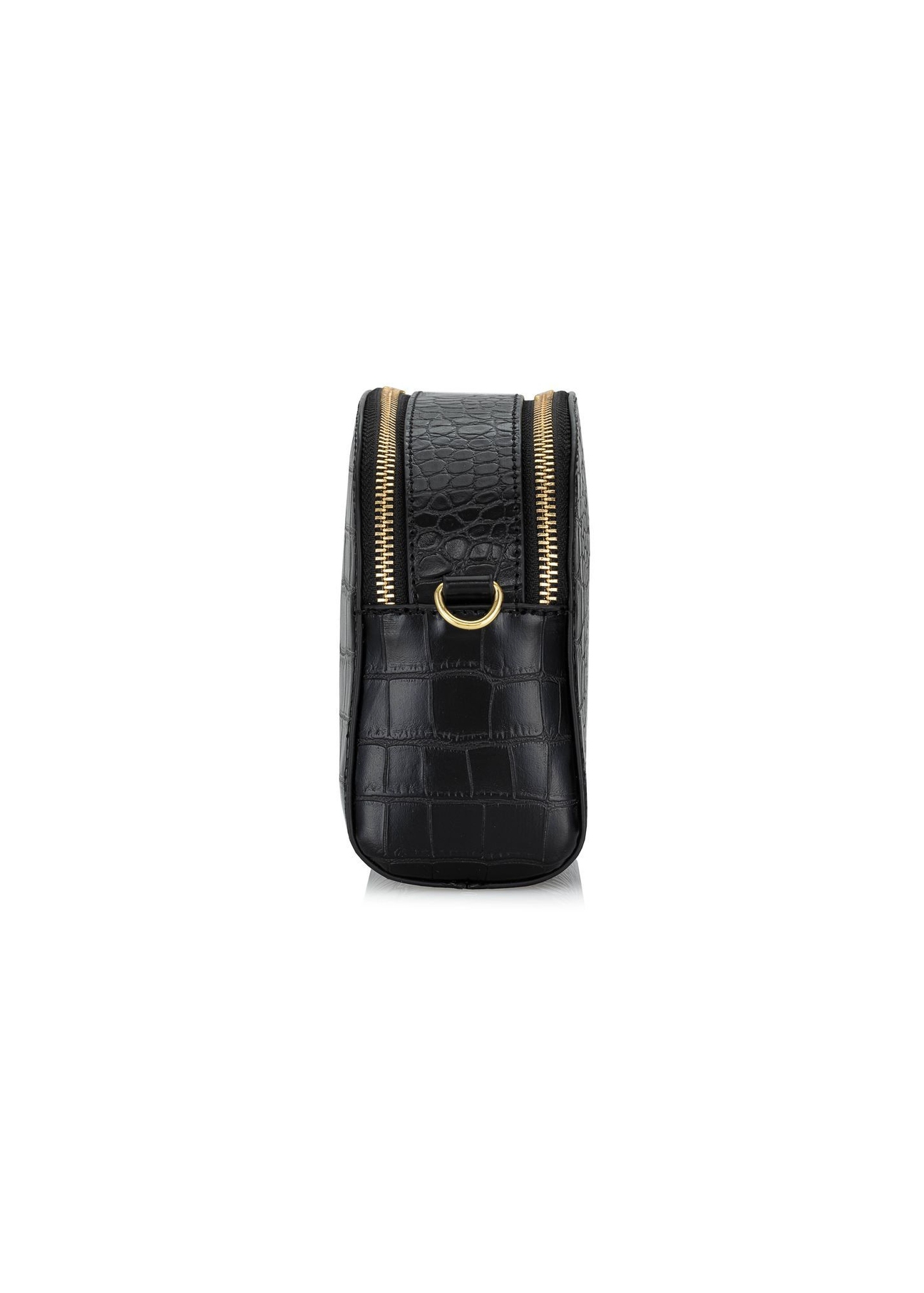 Czarna torebka damska croco TOREC-0036E-97(Z25), widok boku produktu na białym tle.