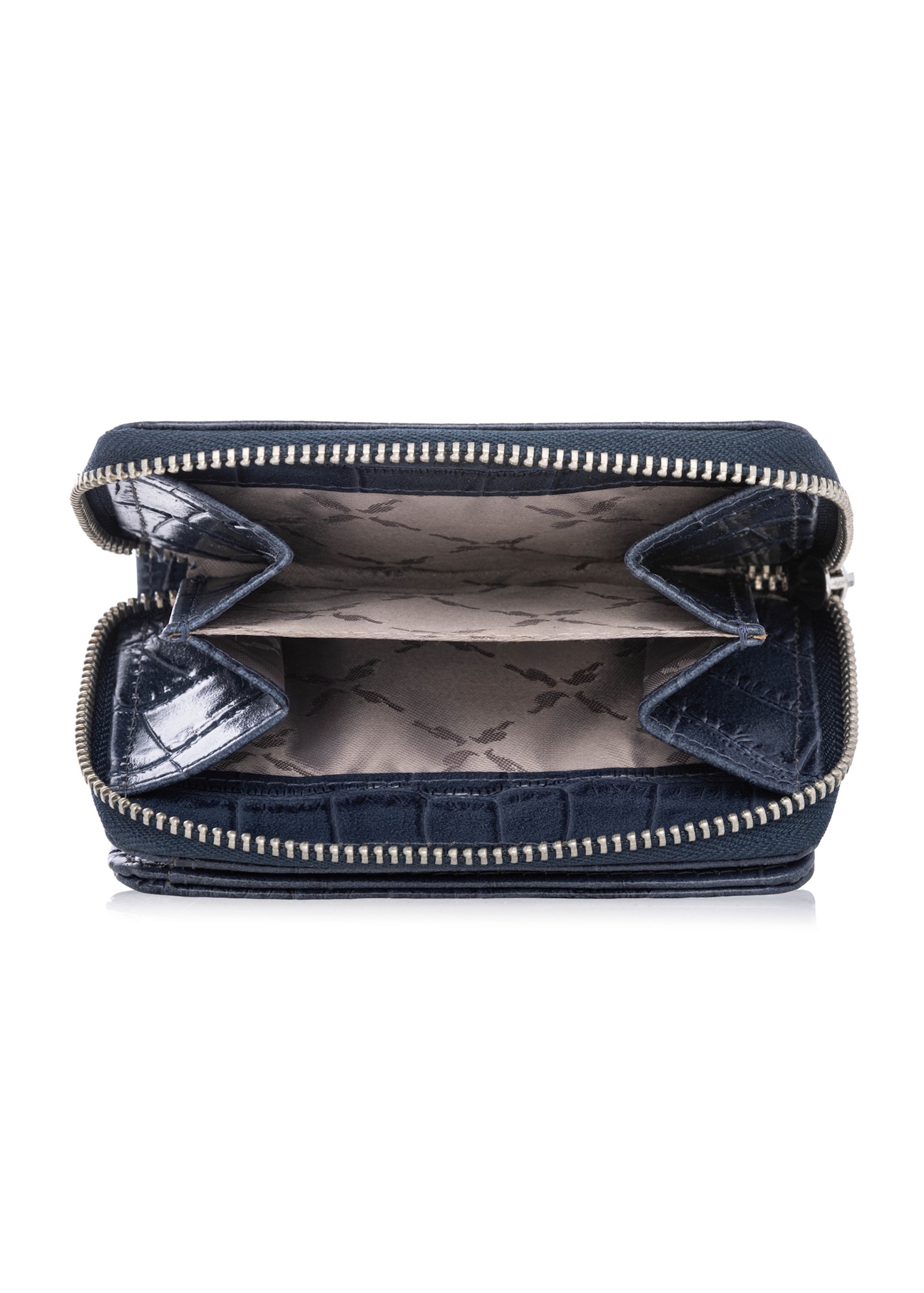 Granatowy portfel damski croco PORES-0888-7D(W26), widok produktu w środku na białym tle.