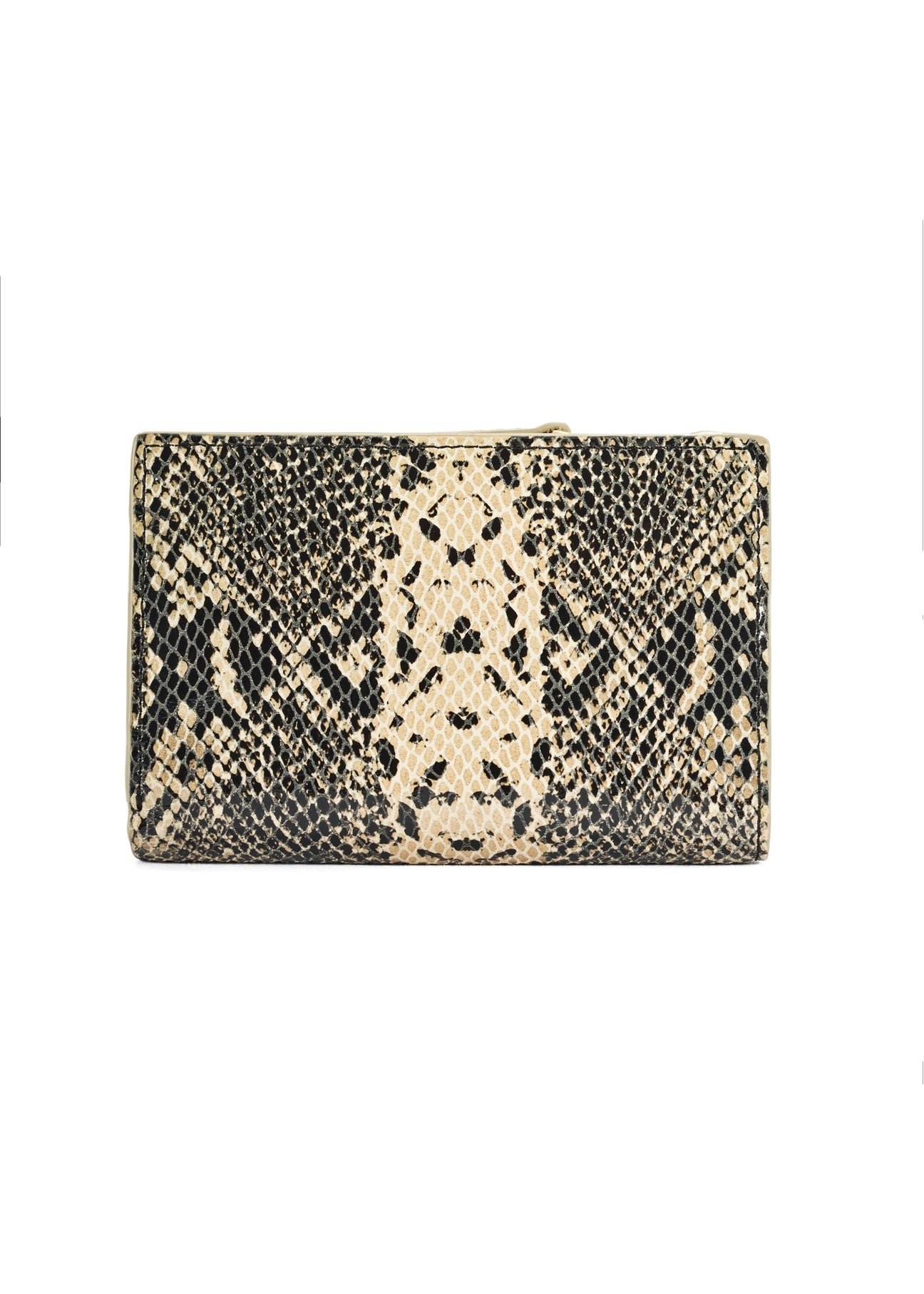 Średni skórzany portfel animal print PORES-0950-81(W25) - widok produktu z tyłu na białym tle. 