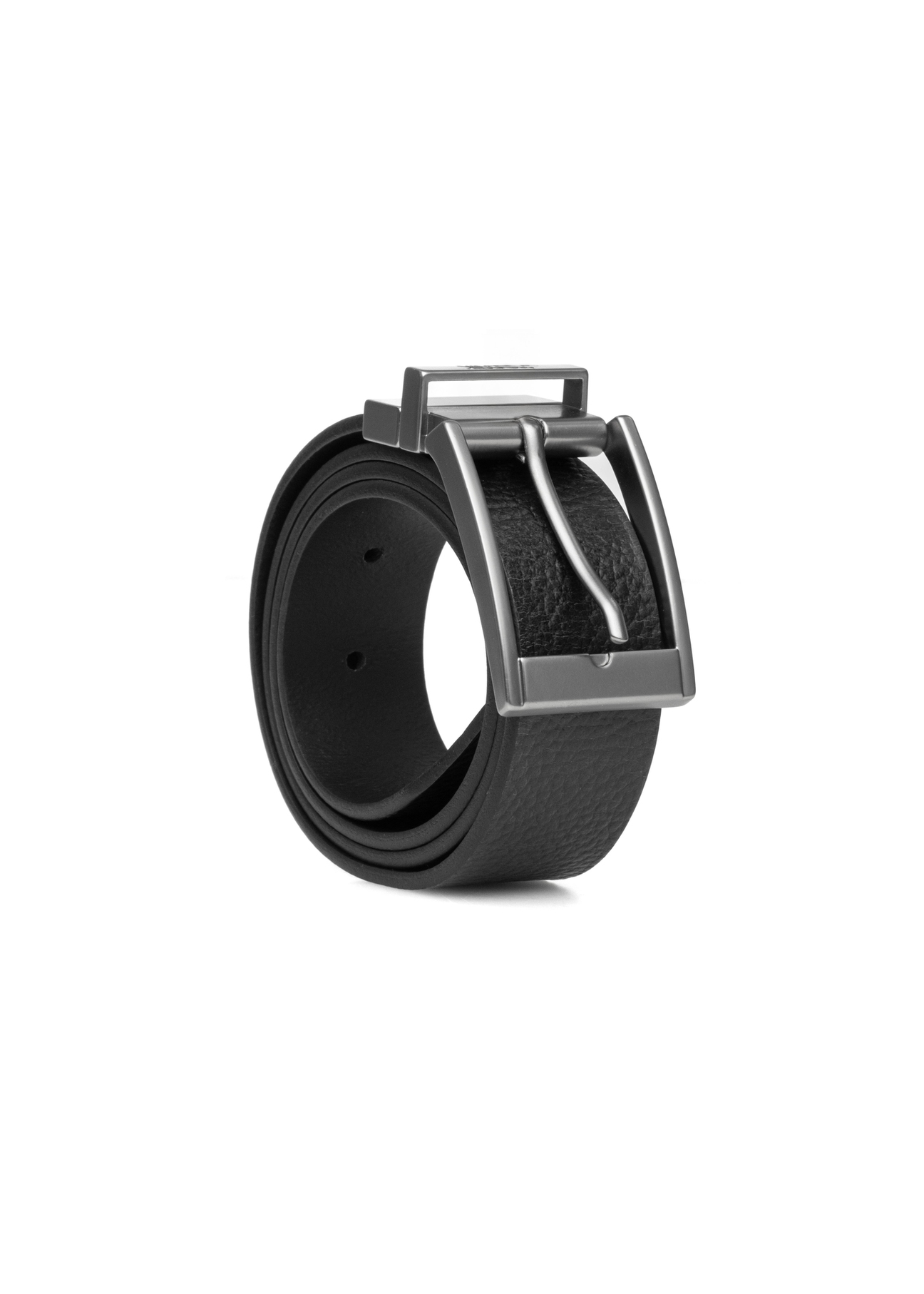 Skórzany dwustronny pasek męski PASMS-0167-9P(W26) - widok produktu z przodu, na białym tle. 