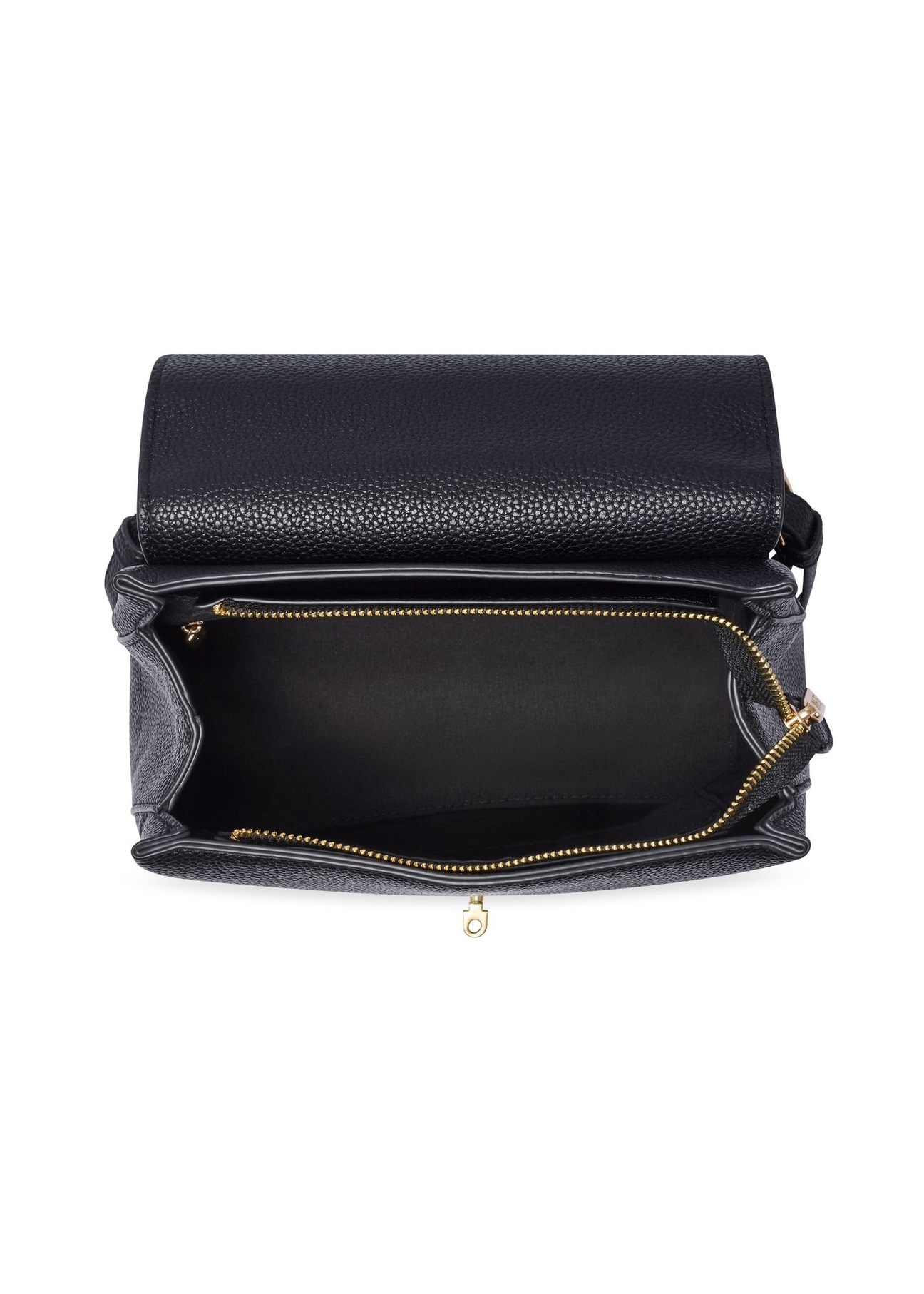 Czarny plecak damski TOREC-1138-9I(W26) - widok produktu z góry, na białym tle.  