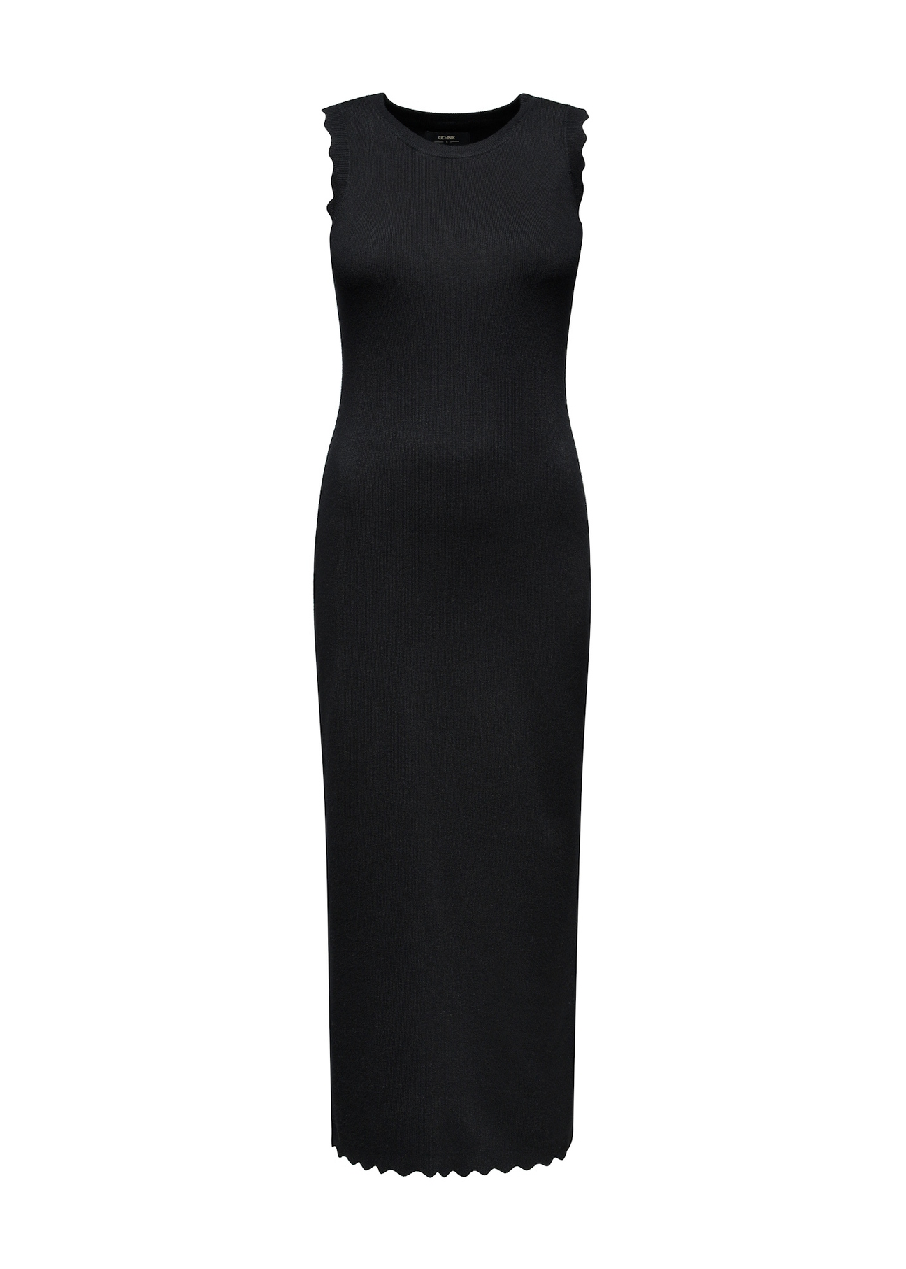 Czarna dopasowana sukienka midi SUKDT-0224-99(W25)-04