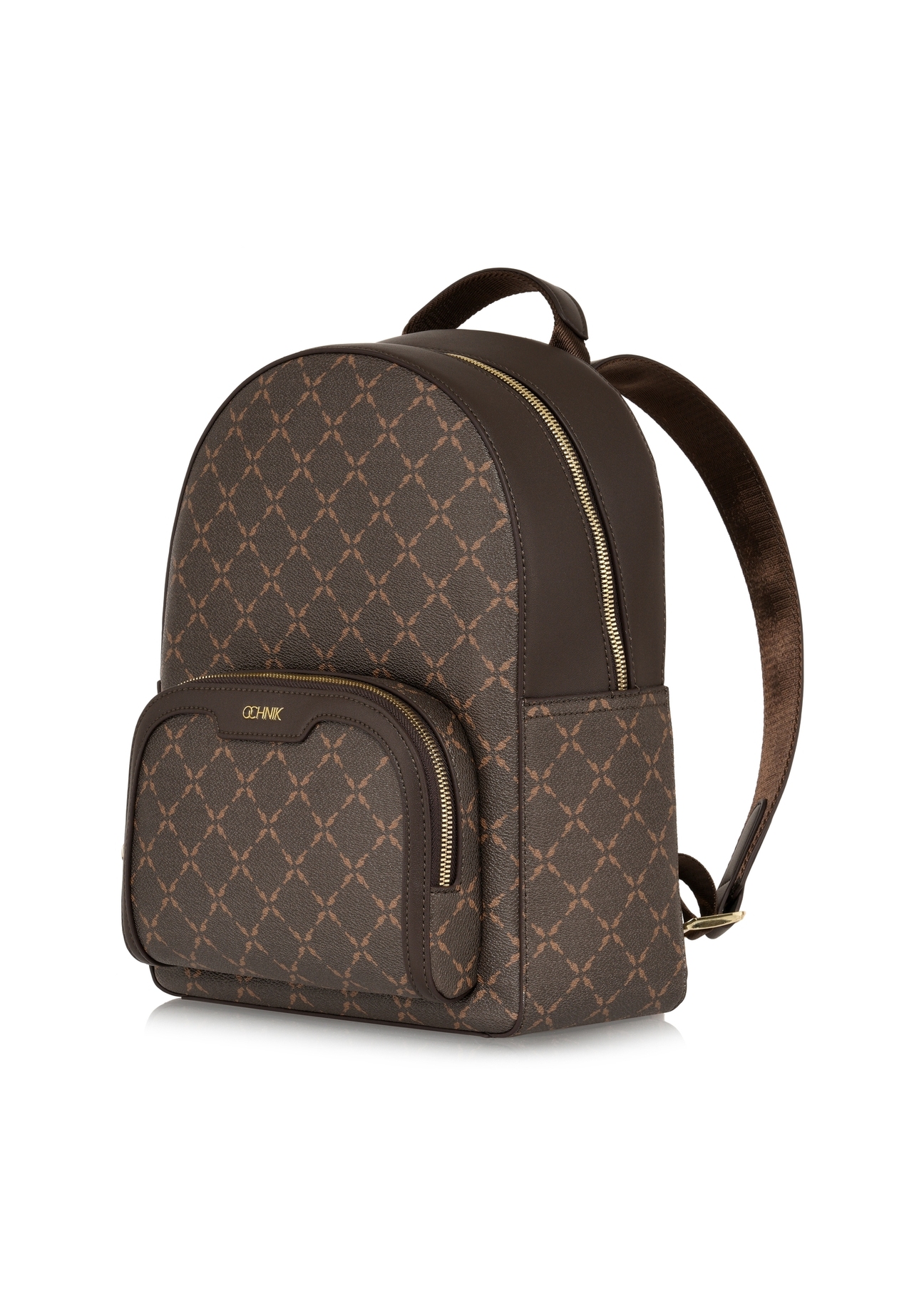 Damski plecak z monogramem TOREC-0980A-89(Z25), widok produktu skosem na białym tle.