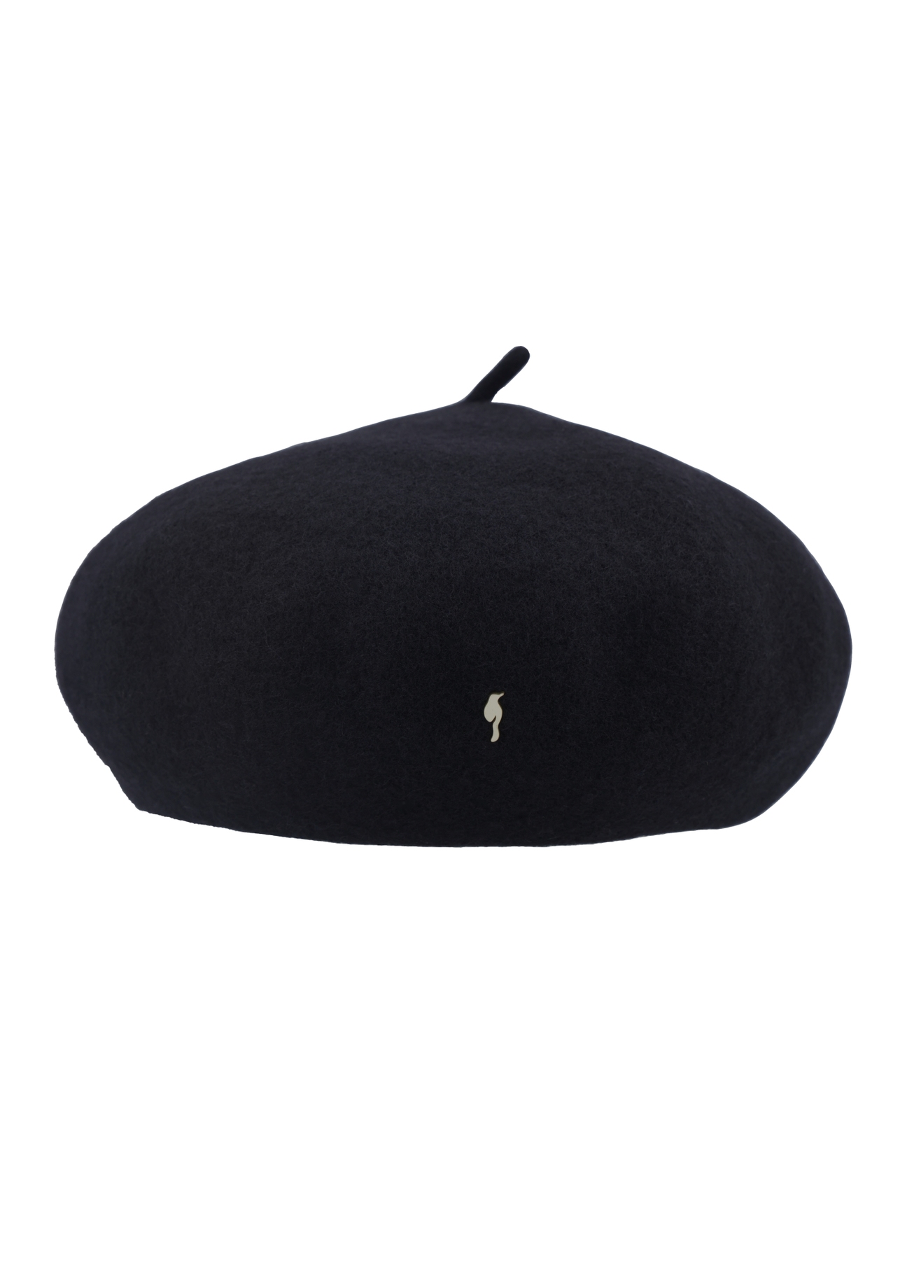 Czarny wełniany beret damski CZADT-0234-99(Z26) - widok produktu z przodu, na białym tle. 