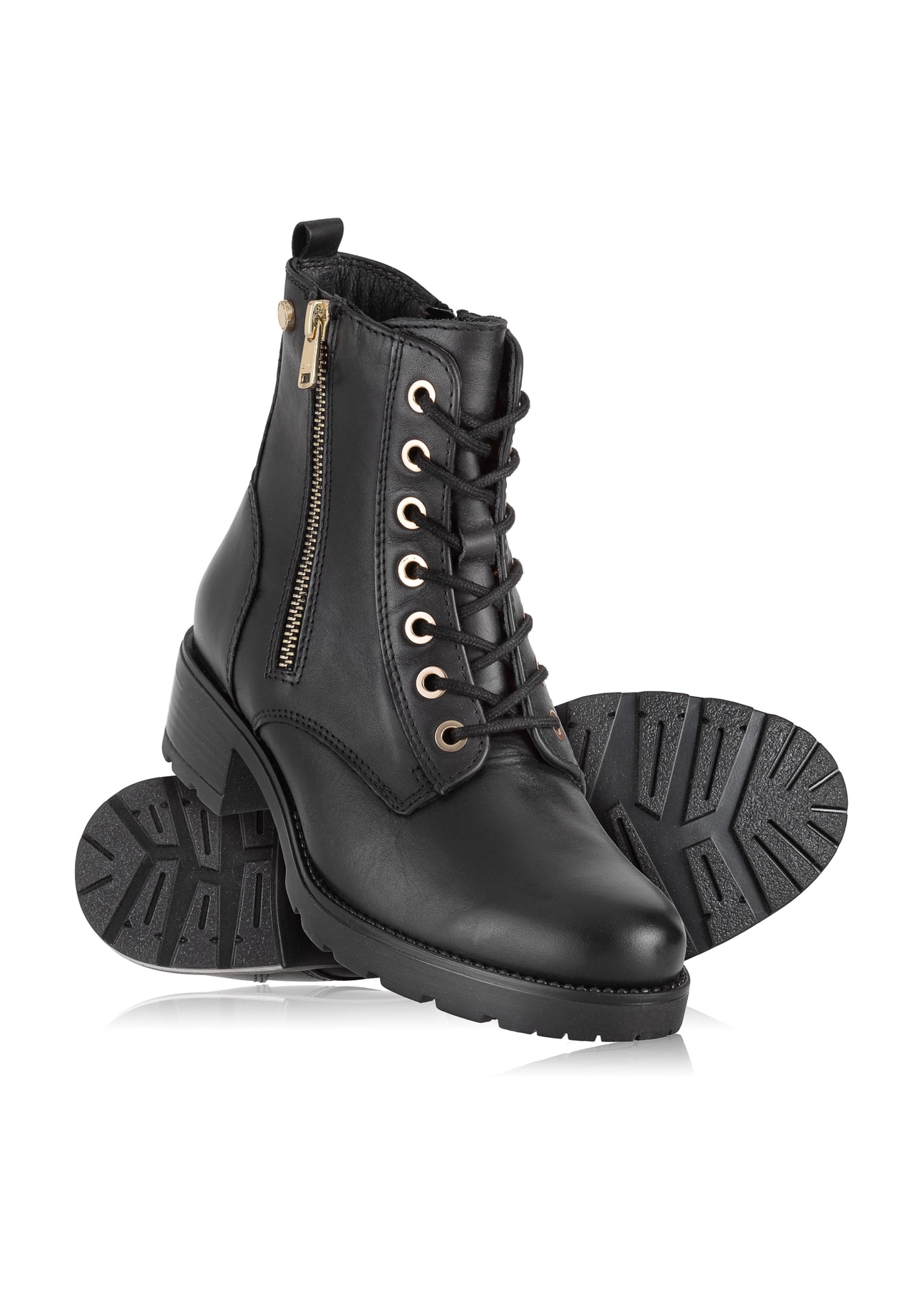 Czarne skórzane botki damskie BUTYD-0937A-99(Z23)-04