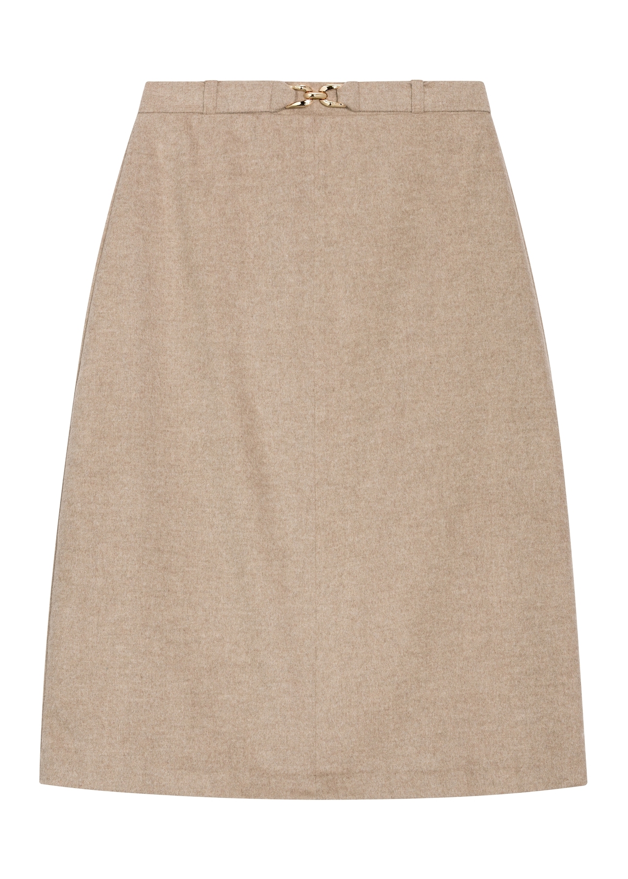 Beżowa trapezowa midi spódnica z wełną SPCDT-0136-1J(Z26)