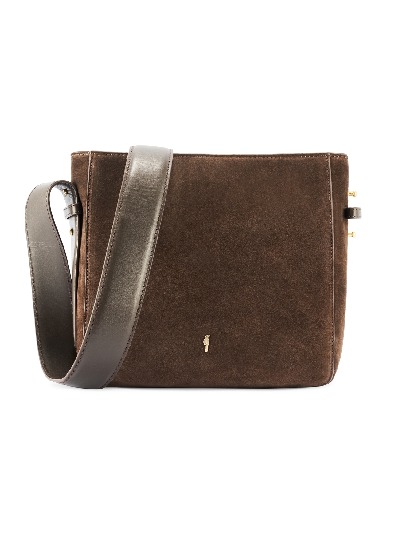 Skórzana torebka damska w kolorze brązowym TORES-1251-1I(W26) - widok produktu z przodu, na białym tle. 