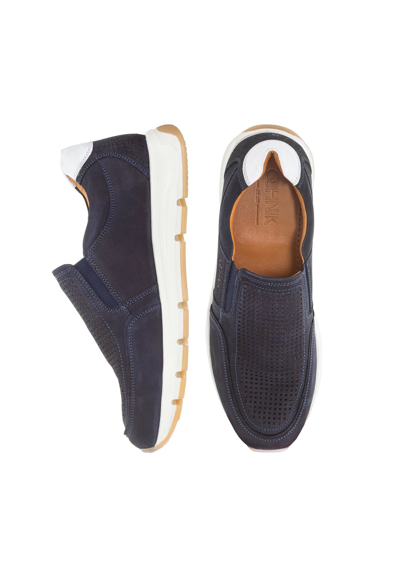 Granatowe skórzane sneakersy męskie BUTYM-0433-69(W23)-05