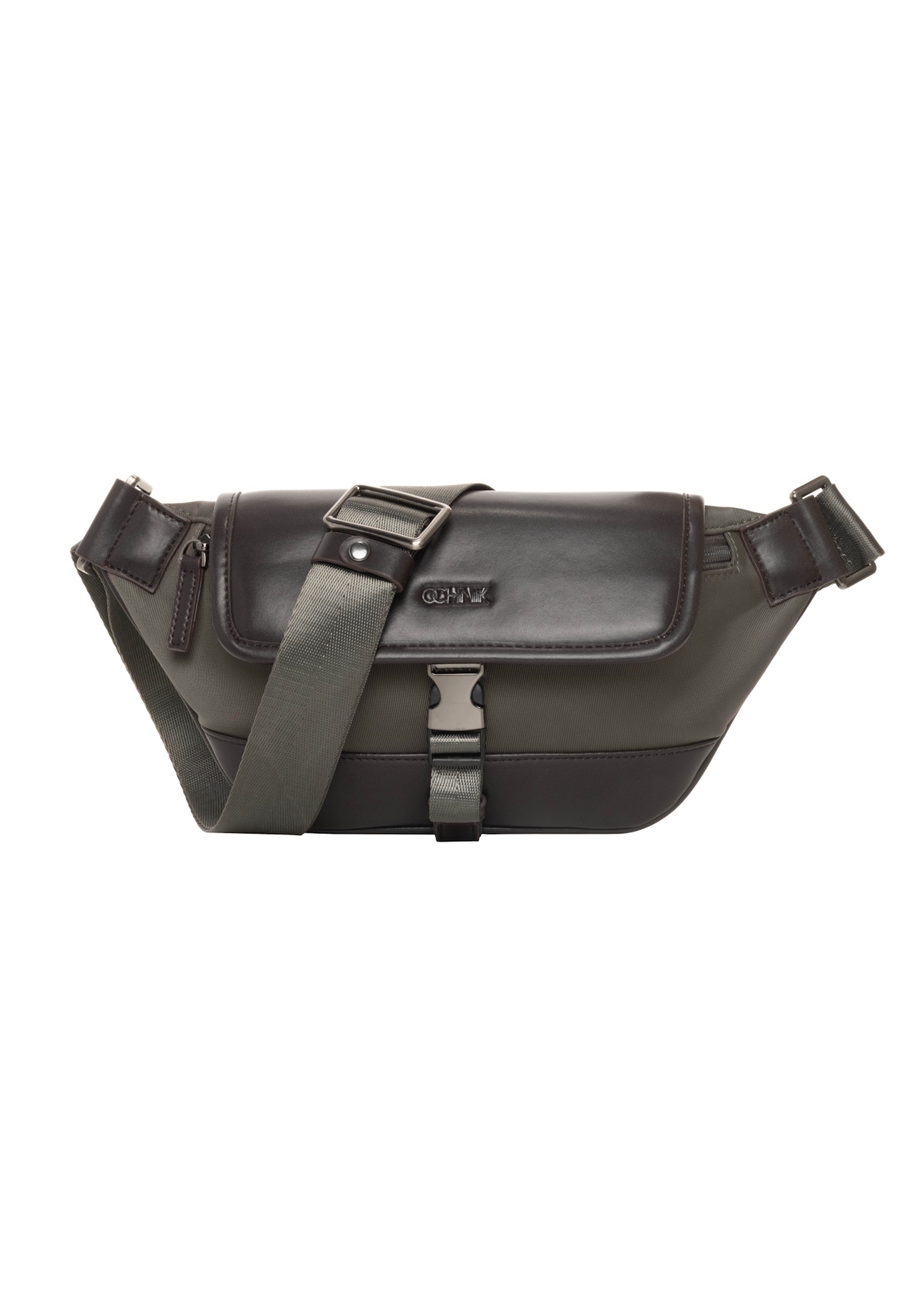 Męska torba na ramię w kolorze khaki TORMN-0438-8B(Z26), widok produktu z przodu na białym tle.